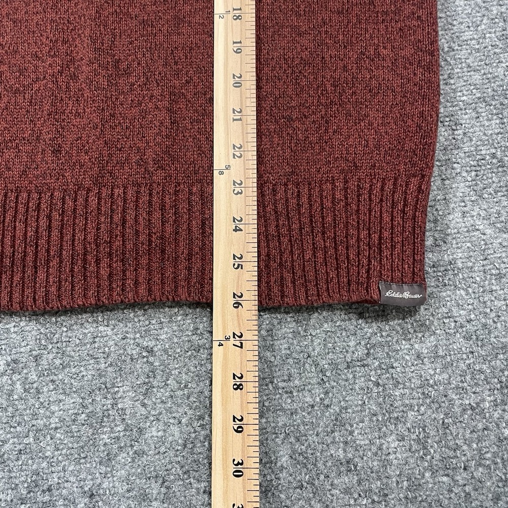 Eddie Bauer Sweater 1/4 Zip Rust/Burnt Orange Men's Large 100% Cotton Striped - Picture 5 of 8